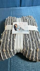 lot 8074 image: Indigo Road Egypt Sherrod Throw Blanket in Graphite Color. Made in India with Fringe at Top and Bottom. Measures at 50 in. x 60 in.