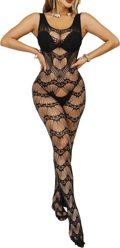 lot 67137 image: Women Lingerie Exotic Dancer Fishnets Lingerie Party, Fishnet Bodysuit Rave Outfits Club One Size