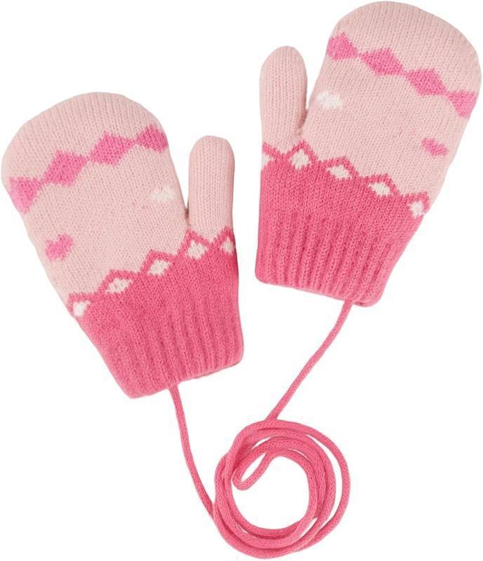 lot 67141 image: Toddler Winter-Gloves Warm-Knitted-Mittens Cold Weather Outdoor Thermal-Accessories for 3-5 Years Kids