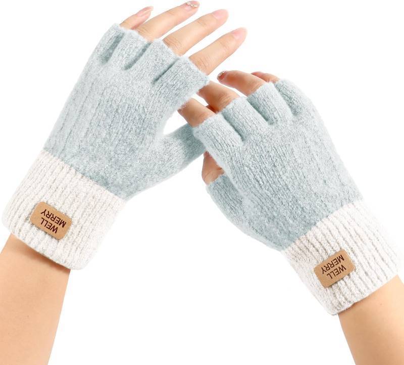 lot 67150 image: Fingerless Gloves for Women - Winter Knitted Half Finger Gloves for Typing Driving Fingerless Mittens