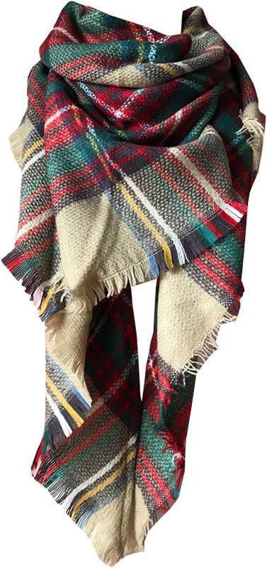 lot 67277 image: Wander Agio Womens Warm Long Shawl Winter Wraps Large Scarves Knit Cashmere Feel Plaid Triangle Scarf