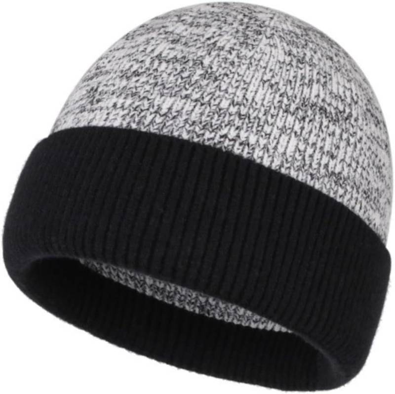 lot 67291 image: Stylish Wool Knit Short Cuff Fisherman Beanie for Men and Women Patchwork Color Unisex Cap Warm Winter Christmas Hat