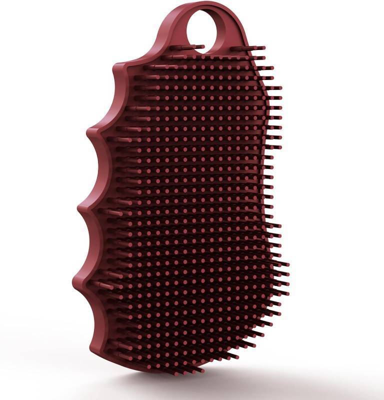 lot 65486 image: Silicone Body Scrubber Silver-Infused Dual-Sided 3-in-1 for Shower, Body CleaningMassageExfoliator Body Brush Buffer for Men and Women, Silicone Loofah, Non-Slip Handle (Burgundy)