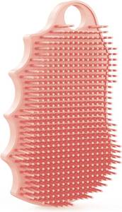 lot 65504 image: Silicone Body Scrubber Silver-Infused Dual-Sided 3-in-1 for Shower, Body CleaningMassageExfoliator Body Brush Buffer for Men and Women, Silicone Loofah, Non-Slip Handle (Pink)