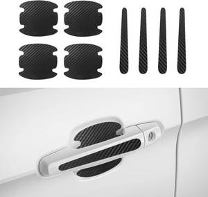 lot 65559 image: 8PCS Car Door Handle Scratch Protectors, Carbon Fiber Car Door Handle Bowl Sticker, Universal Door Handle Protective Film for Most Cars (Black)