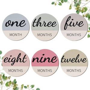 lot 65570 image: Baby Milestone Marker Discs - Wooden Sign