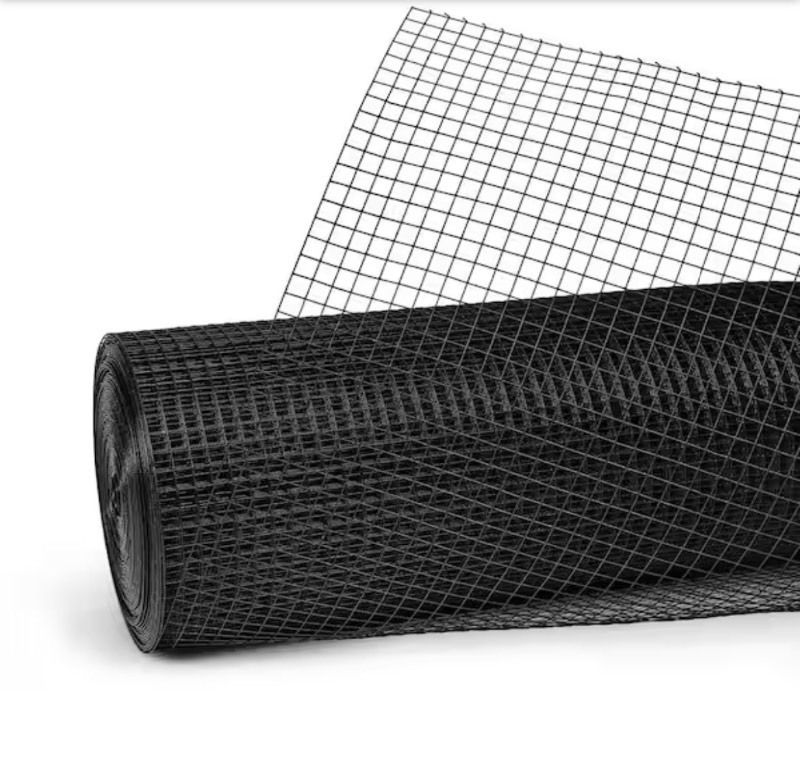 lot 10 image: 12 in. x 4 ft. x 100 ft. 19-Gauge Black Vinyl Coated Hardware Cloth Multiple Use Welded Wire Fencing Roll Retails $135