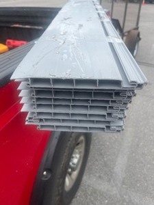 lot 28 image: 8 Slat Wall Panels Grey - Great for Garages & Workshops - 8 Pieces