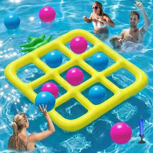 lot 18483 image: Jasonwell Tic-Tac-Toe Pool Toys Games - Giant Floating Tic Tac Toe Game Float with 10 Balls Pineapple Pool Game Party Toy Floats Yard Field Day Games Outdoor Beach Toys for Adults Teens Kids (Yellow)