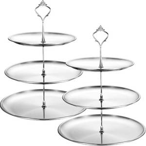 lot 18487 image: Gerrii Set of 2 Cupcake Display Stands 3 Tier Serving Tray Platters Stainless Steel Cup Cake Tower for Birthday Party Wedding Dessert Cookie Candy(Silver)