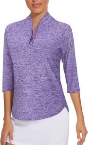 lot 18498 image: Cucuchy Womens Golf Shirt Quick Dry 34 Sleeve Quarter Zip Polo Workout Tops Tennis Shirts SIZE 1XL
