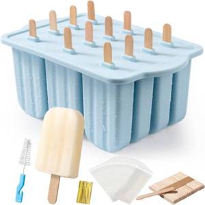 lot 18506 image: Popsicles Molds, MEETRUE 12 Pieces Silicone Popsicle Molds Easy-Release BPA-free Popsicle Maker Molds Ice Pop Molds Homemade Popsicle Ice Pop Maker with 50PCS Popsicle SticksCleaning Brush