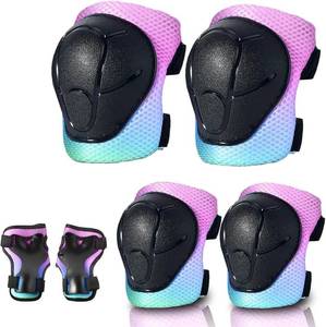 lot 18507 image: Gradient Color Kids Protective Gear Set Knee Pads for Kid 2-14 Years,W Adjustable Strap KidsYouth Knee Pads Elbow Pads Wrist Guards Set for Inline Roller Skates,Cycling,BMX Bike,Skateboard,Scooter