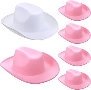 lot 18513 image: Hicarer 6 Pack Women Cowgirl Cowboy Hats with Feather Western Hat for Bachelorette Bridal Wedding Party Costume Dress up