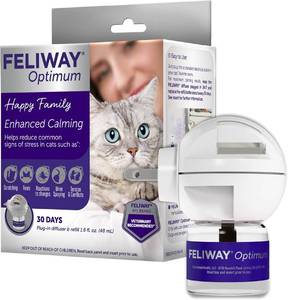 lot 18522 image: FELIWAY Optimum Cat Calming Diffuser Kit   Advanced Support to Help Reduce Urine Spraying, Scratching, Fighting and Hiding due to Stress   30 Day All in One Cat Pheromone Plug In Diffuser