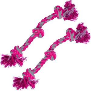 lot 18529 image: SunGrow Pink Dog Rope Toys, Twisted Triple Knotted Rope Bone, 2 Pack for Aggressive Chewers, Large Dogs Extra Strong, Heavy-Duty Dog Pull, Tug of War Ropes