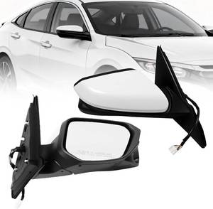 lot 18539 image: Right Side Mirror Assembly Compatible with Civic 2016-2021 Camera & Heated & Power Glass and Manual Folding 76208-TBC-A02ZA HO1321284 (White 11Pins)