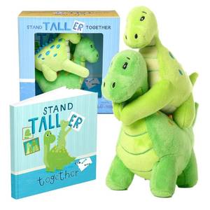 lot 18544 image: Tickle & Main Big Brother Gift Dinosaur Stuffed Animal Set - 3-Piece, Green, Ages 2 - Sibling Matching Plush Dinosaurs with Stand Taller Together Book - Sibling Gifts