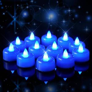 lot 18555 image: Amagic 12 Pack Blue Flameless LED Tea Lights Candles Battery Operated, Electric Fake Tealight Candles for Wedding, Table Centerpiece, Home Decor, Gift, Party, Halloween, Christmas, Proposal