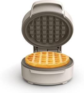 lot 18564 image: bella Snack-n-Store Mini Waffle Maker, EverGood  Ceramic Nonstick Coating, Cord Wrap, Ready Indicator Light & Cool Touch Handles, Stackable Design & Customizable Plates, 350 Watt, Oatmilk