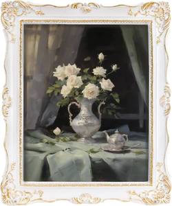 lot 18568 image: Saysmile 8x10 Vintage Picture Frames, White Antique Gothic Frames with Glass Front, Elegant Photo Frame for Wall or Tabletop Display, Retro Wall Picture Frames For Home Decor, Gift Ideas