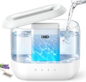 lot 18569 image: Dreo Humidifiers for Bedroom, 4L Top Fill for Large Room, 36H Runtime, 28 dB Quiet Supersized Cool Mist Air Humidifier for Baby Nursery, Plants, Indoor, Night Light, Easy to Clean & Fill, White