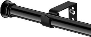 lot 18571 image: Small Curtain Rods for Windows 30 to 45 58 Inch Standard Decorative Black Curtain Rod with Brackets Easy to Install for Bedroom Living room Kitchen (30,45)