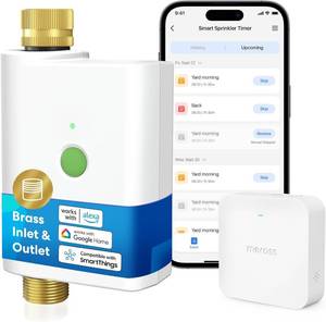 lot 18572 image: meross WiFi Water Timer for Garden Hose, Smart Hose Timer with Brass Inlet & Outet, WiFi Sprinkler Valve Work with Apple Homekit, Alexa & Google Assistant, Smart Rain Skip for Lawn, Garden & Yard