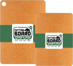 lot 18576 image: Freshware Wood Cutting Boards for Kitchen, Dishwasher Safe, Medium 12 x 9 and Large, 15 x 11.25, Set of 2, Natural