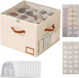 lot 18585 image: Shoe Organizer for Closet,1 Pack Foldable Shoe Storage Organizer Box Bin with Adjustable Dividers and Clear Cover,Fits up to 6-12 Pairs(Include 1 Sock Bag,10 Disposable Shoe Bags)