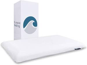 lot 18586 image: Bluewave Bedding Ultra Slim Gel Memory Foam Pillow for Stomach and Back Sleepers - Thin, Flat Design for Cervical Neck Alignment and Deeper Sleep (2.75-Inches Height, Standard Size)