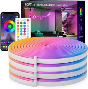 lot 18606 image: SILFU Neon Rope Lights, 50FT RGB LED Strip Lights, Waterproof IP67 LED Lights for Bedroom, DIY Design, Music Sync, 44 Key Remote Control, Multiple Modes for Bedroom, Holiday Decoration