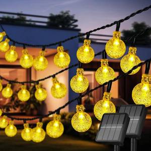 lot 18632 image: Selarlyt 2 Pack 120 LED Solar String Lights Outdoor Waterproof, 72 FT Crystal Globe Lights with 8 Lighting Modes, Solar Powered Light Outdoor for Garden Wedding Party Decor Warm White
