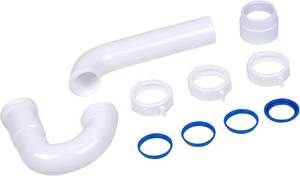 lot 18634 image: Dearborn P9703WBG 1-12 P-Trap with Threaded PVC Adapter, and Reversible J-Bend, Bagged w True Blue Washer