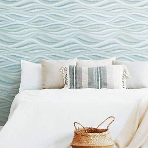 lot 18636 image: RoomMates RMK11943RL Blue and Green Mosaic Waves Peel and Stick Wallpaper, blue, green, Roll