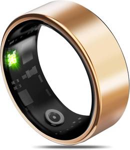 lot 18640 image: Smart Health Ring for Women Men Fitness Tracker with Heart Rate, Blood Oxygen, Blood Pressure, Sleep Monitoring, Step Counting, Warm Gold 9#