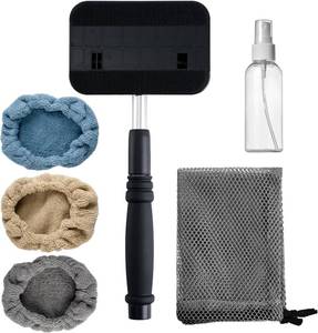 lot 18653 image: Polyte Pivoting Windshield Glass Cleaning Tool Extendable Aluminum Handle w3 Premium Microfiber Covers