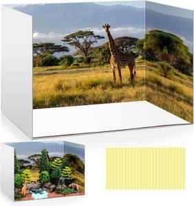 lot 18658 image: Leinuosen Diorama Kit Project Supplies Display Case Cardboard Diorama Box Cardboard with Double Sided Tapes for DIY Crafts 11.8 x 8.7 x 8.3 Inch(Safari)