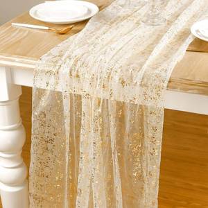 lot 18660 image: AerWo 10FT Gold Table Runner, Gold Foil Glitter Sheer Sequin Table Runners 120 Inches Long, Wedding Centerpiece Table Decorations for Party Supplies Birthday Bridal Baby Shower Christmas Home Decor