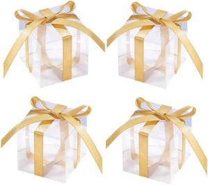 lot 18669 image: KUPOO 50pcs Clear Favor Boxes, 2.76 x 2.76 x 2.76 inches Plastic Small Gift Boxes Transparent Cube Treat Boxes for Wedding,Party (2.76 x 2.76 x 2.76 Inch)