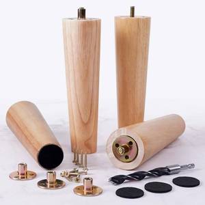lot 18673 image: 8 Inch Heavy Duty Wood Furniture Legs Set of 4 - Wooden Couch & Sofa Legs Replacement - Furniture Risers for Table,Ottoman,Cabinet,Craft,Coffee Table - Varnished Finish Wood Legs for Furniture