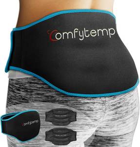 lot 18678 image: Comfytemp Ice Pack for Back Pain Relief, 2 Pcs, Sciatica Ease Brace, Reusable Gel Lower Back Ice Wrap for Injuries, Hot Cold Compress for Lower Lumbar, Waist, Men Women After Surgery (Black)