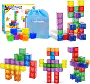 lot 18693 image: Caferria 1.4 inch Large Magnetic Blocks for Kids, 30pcs Magnet Building Blocks, Preschool STEM Sensory Montessori Stacking Cubes Educational Building Toys for 3 4 5 6 7 8 Year Old Boys Girls