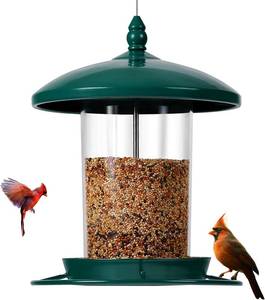 lot 18697 image: Metal Bird Feeder for Outdoors Hanging,3.0LB Seed Feeder,Easy to Fill & Clean,360  Feeding,Chew Proof Weatherproof Roof for Gardens and Wild Birds,Green