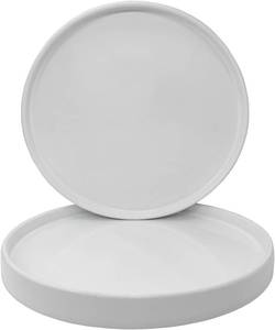 lot 22325 image: 2 Pack Ceramic Plant Saucer Pot Tray 6 Inch, Planter Saucers 4 5 6 7 8 9 10 11 12 14 15 Inch for Indoors Outdoor, Durable Sturdy Flower Drainage drip Water Tray for Glazed Pots Base (6.4 Inch-White)