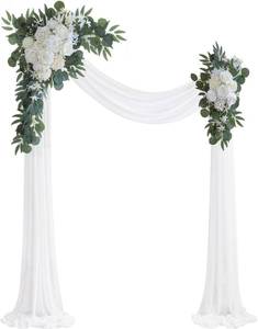 lot 22327 image: Olalaka White Artificial Wedding Arch Flowers Kit (Pack of 3) with 26Ft White Shiny Arch Draping Fabric for DIY Wedding Party Ceremony Reception Backdrop Floral Decoration