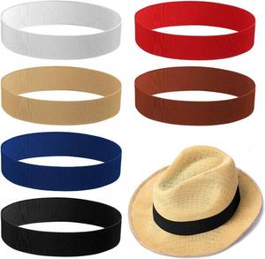 lot 22335 image: Cindeer 6 Pieces Stretchable Hat Band for Women Cowboy Hat Band for Men Panama Straw Accessories, 6 Colors