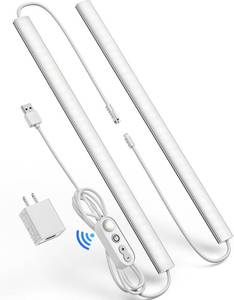 lot 22336 image: Motion Sensor Dimmable Under Cabinet Lighting, 6000K White, Plug-in, Linkable LED Closet Light Bars, 12-inch 2 Pack