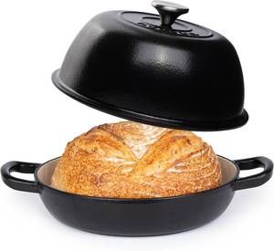 lot 22337 image: Enamelled Cast Iron Dutch Oven Pot   Dutch Oven For Sourdough Bread Baking   Cast Iron Bread Pot   Black, 6 Quarts, 26cm   by Nuovva