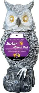 lot 22341 image: Owlsome Solar Snowy Owl with Flashing Eyes, Rotating Head, Hooting, Motion Detector and Silent Mode, Plastic Owl Garden Sculpture, Garden Decoration